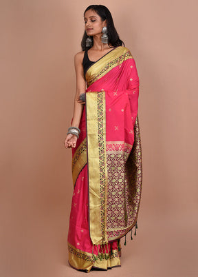 Pink Kanjivaram Silk Saree With Blouse Piece - Indian Silk House Agencies