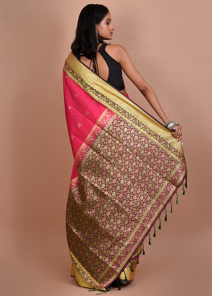 Pink Kanjivaram Silk Saree With Blouse Piece - Indian Silk House Agencies