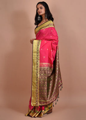 Pink Kanjivaram Silk Saree With Blouse Piece - Indian Silk House Agencies