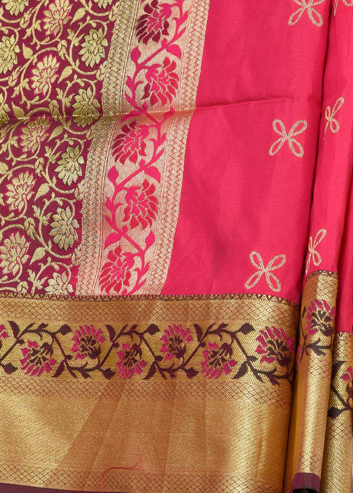 Pink Kanjivaram Silk Saree With Blouse Piece - Indian Silk House Agencies