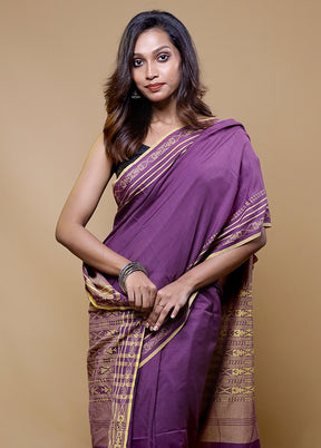 Purple Cotton Saree With Blouse Piece