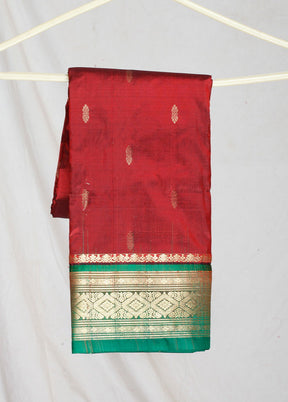 Maroon Kanjivaram Silk Zari Woven Saree With Blouse - Indian Silk House Agencies