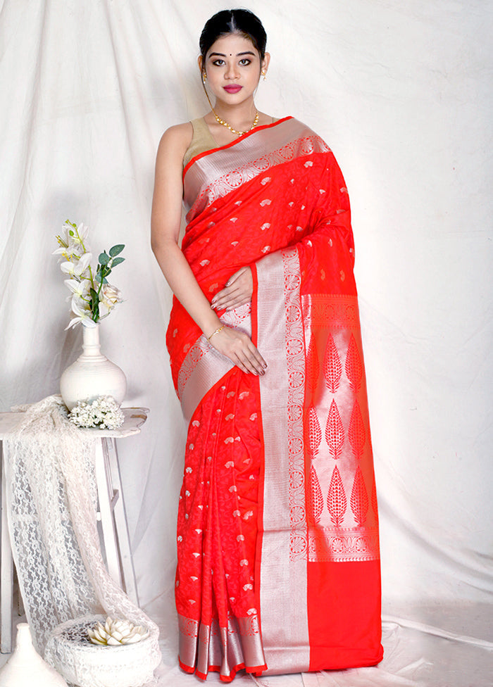 Red Kanjivaram Zari Woven Saree With Blouse - Indian Silk House Agencies