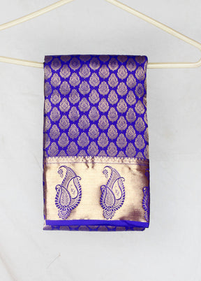 Blue Kanjivaram Zari Woven Saree With Blouse - Indian Silk House Agencies