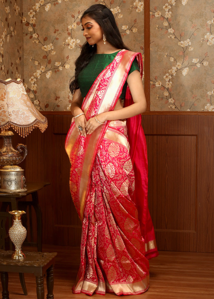 Rani Pink Pure Uppada Silk Saree With Blouse Piece - Indian Silk House Agencies