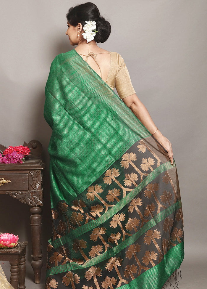 Green Matka Silk Saree With Blouse - Indian Silk House Agencies