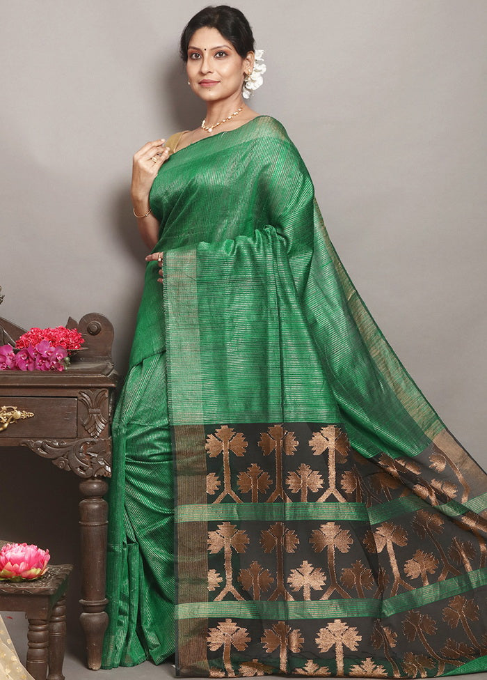 Green Matka Silk Saree With Blouse - Indian Silk House Agencies