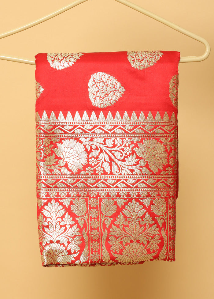 Red Banarasi Silk Saree With Blouse Piece - Indian Silk House Agencies