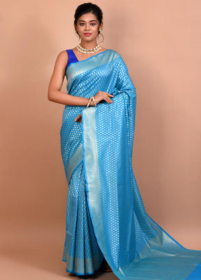 Blue Uppada Silk Saree With Blouse Piece - Indian Silk House Agencies