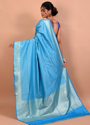 Blue Uppada Silk Saree With Blouse Piece - Indian Silk House Agencies