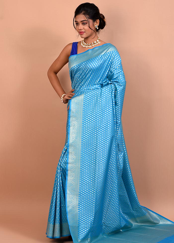 Blue Uppada Silk Saree With Blouse Piece - Indian Silk House Agencies