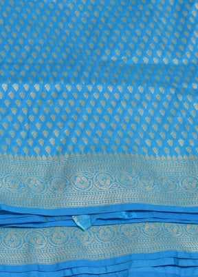 Blue Uppada Silk Saree With Blouse Piece - Indian Silk House Agencies