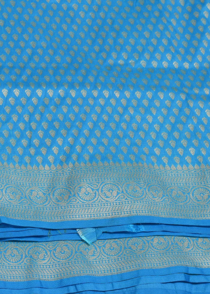 Blue Uppada Silk Saree With Blouse Piece - Indian Silk House Agencies