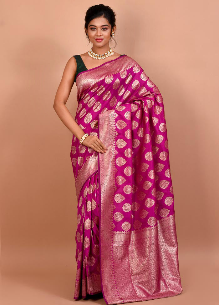 Magenta Uppada Silk Saree With Blouse Piece - Indian Silk House Agencies