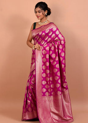 Magenta Uppada Silk Saree With Blouse Piece - Indian Silk House Agencies