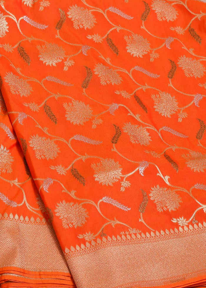 Orange Uppada Silk Saree With Blouse Piece - Indian Silk House Agencies