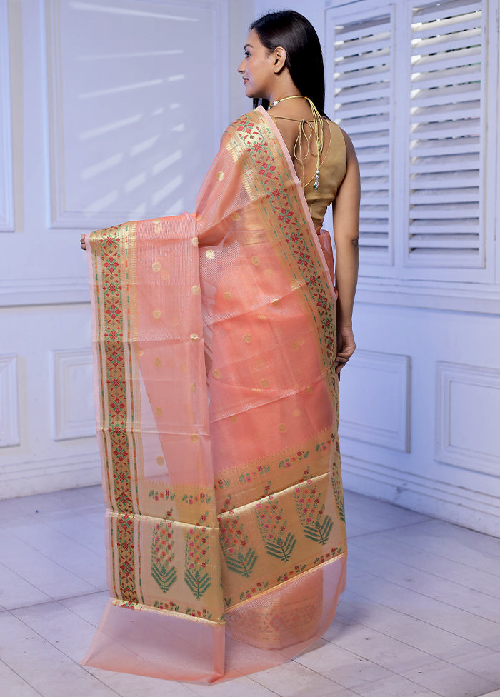 Rust Cotton Saree With Blouse Piece