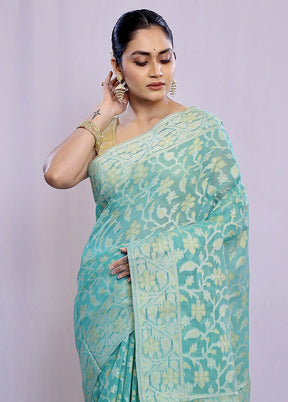 Green Kora Silk Saree With Blouse Piece - Indian Silk House Agencies