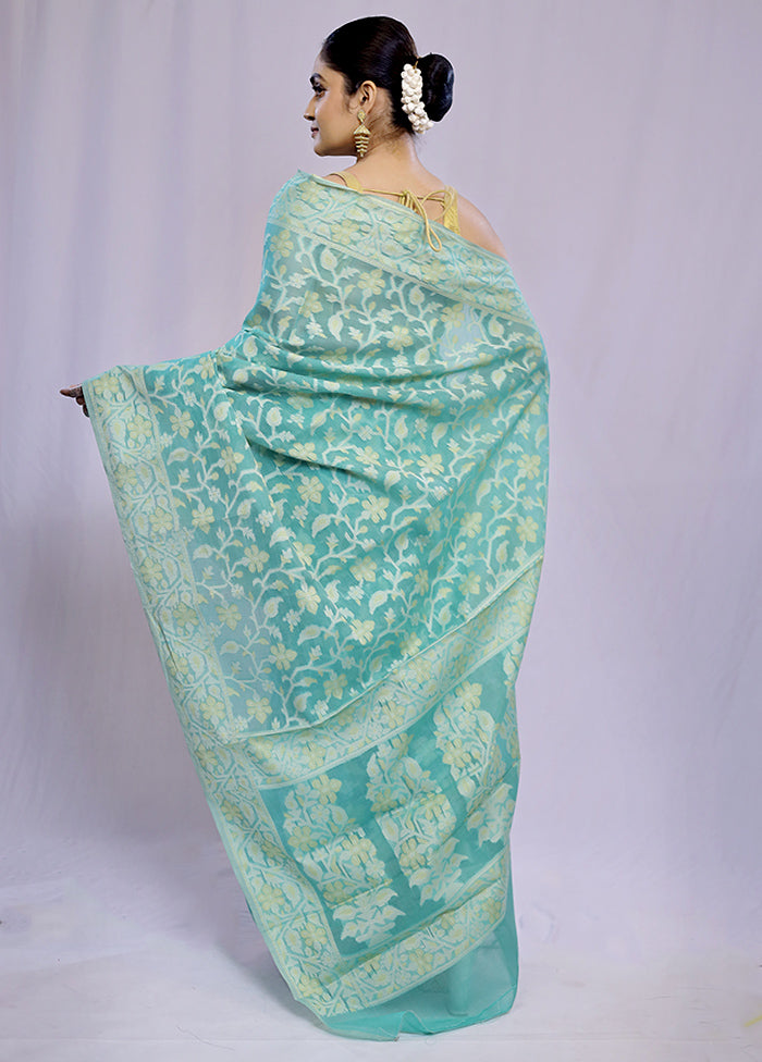 Green Kora Silk Saree With Blouse Piece - Indian Silk House Agencies