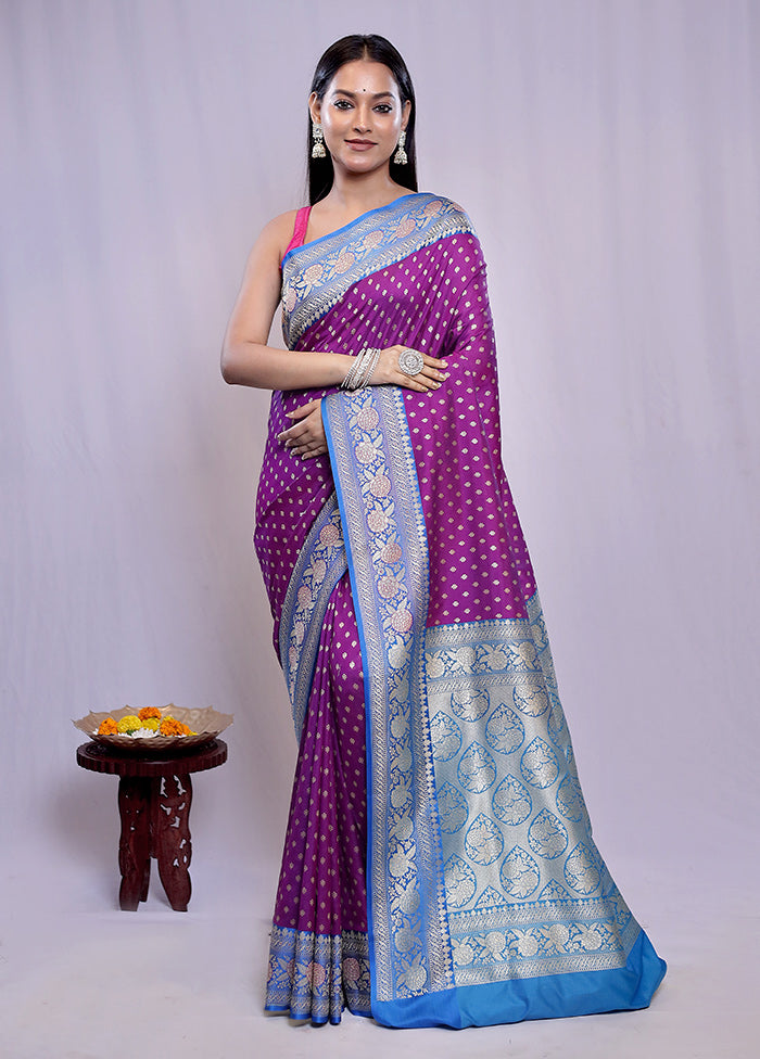 Purple Uppada Silk Saree With Blouse Piece - Indian Silk House Agencies