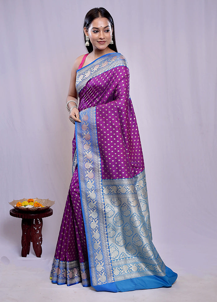 Purple Uppada Silk Saree With Blouse Piece - Indian Silk House Agencies