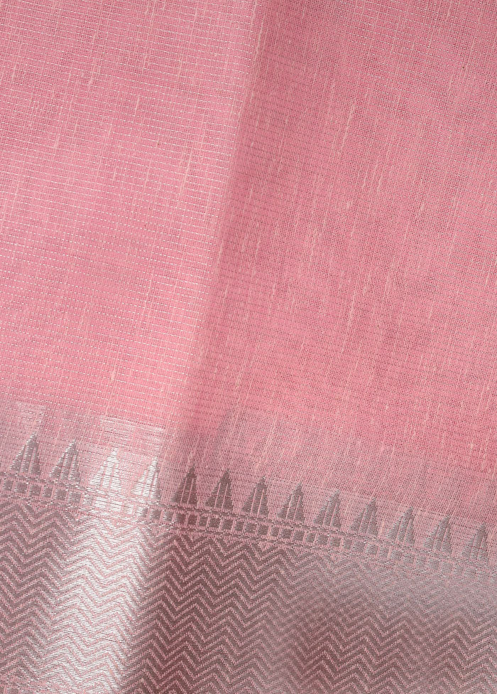 Pink Linen Silk Saree With Blouse Piece - Indian Silk House Agencies