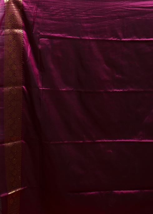 Purple Handloom Uppada Pure Silk Saree With Blouse Piece