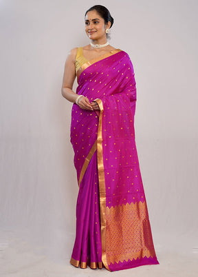 Pink Kanjivaram Silk Saree With Blouse Piece - Indian Silk House Agencies