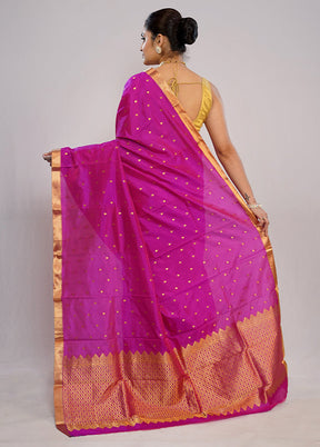 Pink Kanjivaram Silk Saree With Blouse Piece - Indian Silk House Agencies