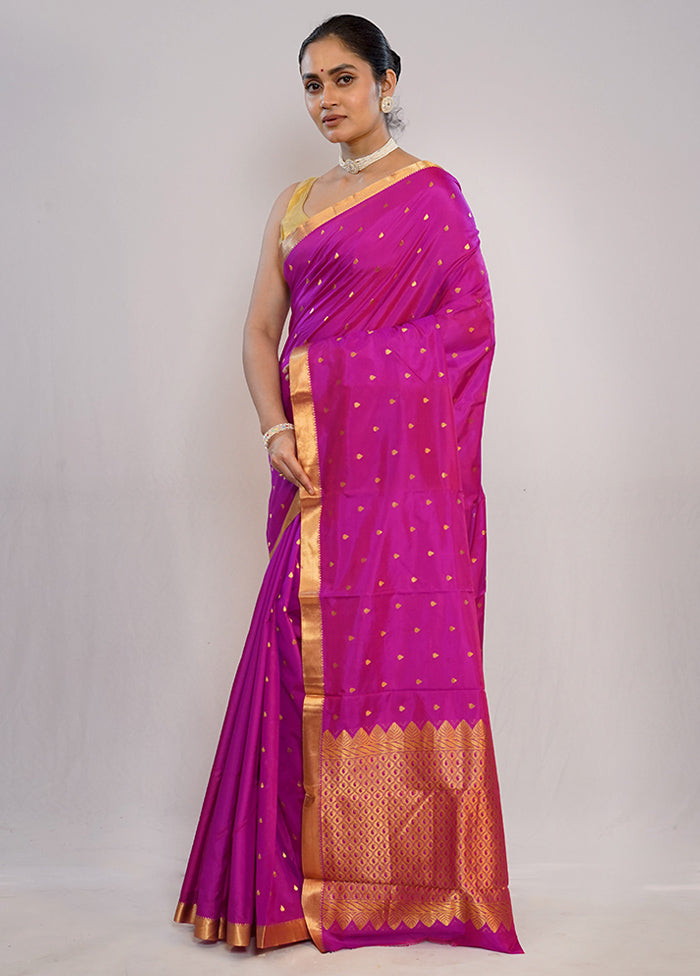 Pink Kanjivaram Silk Saree With Blouse Piece - Indian Silk House Agencies