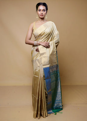 Yellow Handloom Kanchipuram Pure Silk Saree With Blouse Piece