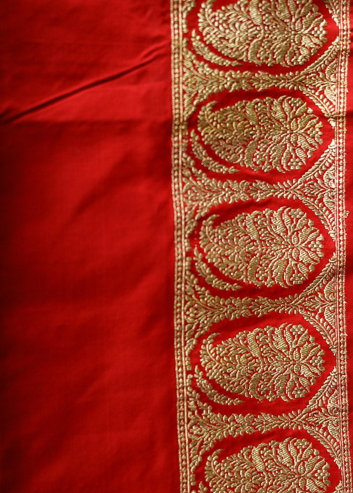 Red Katan Pure Silk Saree With Blouse Piece - Indian Silk House Agencies