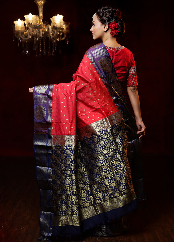 Red Kanjivaram Silk Saree With Blouse Piece