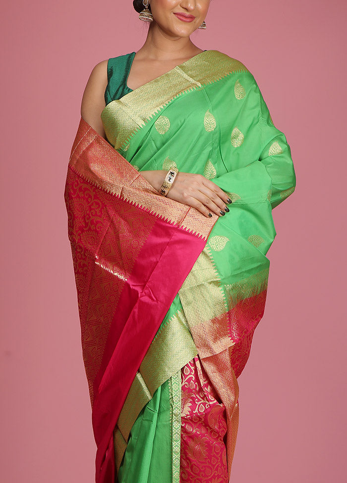 Green Kanjivaram Silk Saree With Blouse Piece - Indian Silk House Agencies