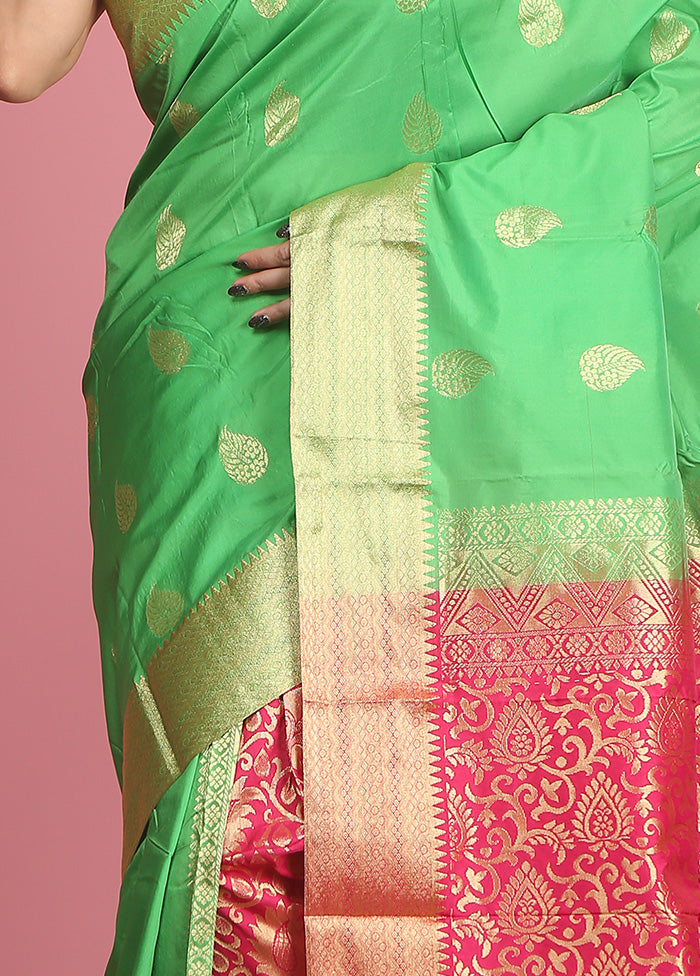 Green Kanjivaram Silk Saree With Blouse Piece - Indian Silk House Agencies