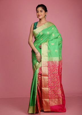 Green Kanjivaram Silk Saree With Blouse Piece - Indian Silk House Agencies