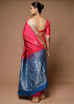 Pink Kanjivaram Silk Saree With Blouse Piece