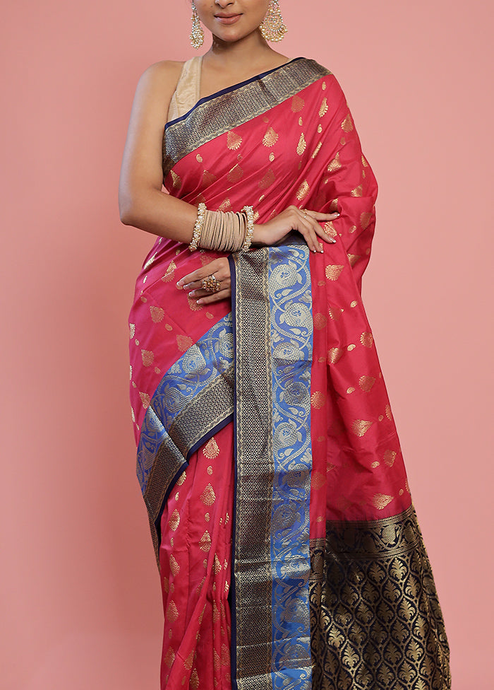 Pink Kanjivaram Silk Saree With Blouse Piece - Indian Silk House Agencies