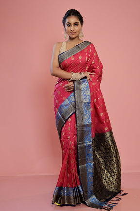 Pink Kanjivaram Silk Saree With Blouse Piece - Indian Silk House Agencies