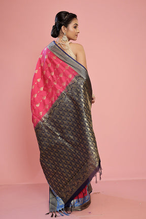 Pink Kanjivaram Silk Saree With Blouse Piece - Indian Silk House Agencies