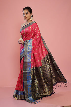 Pink Kanjivaram Silk Saree With Blouse Piece - Indian Silk House Agencies