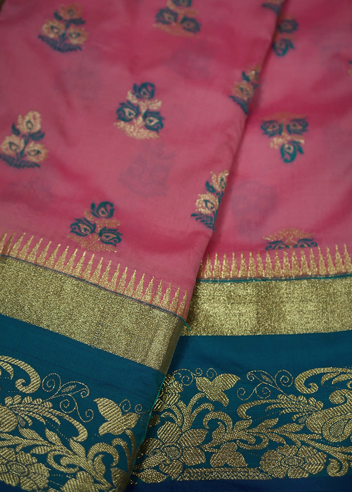 Pink Kanjivaram Silk Saree With Blouse Piece - Indian Silk House Agencies