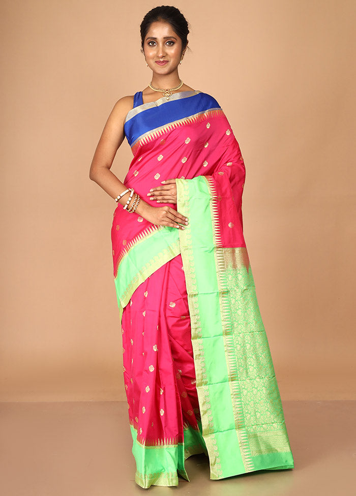 Pink Kanjivaram Silk Saree With Blouse Piece - Indian Silk House Agencies