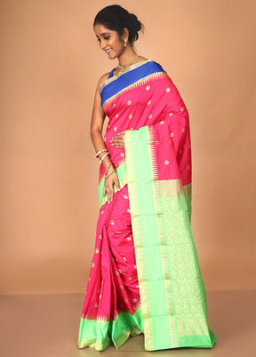 Pink Kanjivaram Silk Saree With Blouse Piece - Indian Silk House Agencies