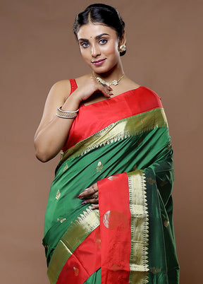 Cream Kanjivaram Silk Saree With Blouse Piece - Indian Silk House Agencies