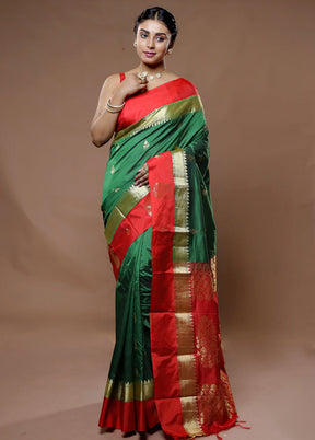 Cream Kanjivaram Silk Saree With Blouse Piece - Indian Silk House Agencies