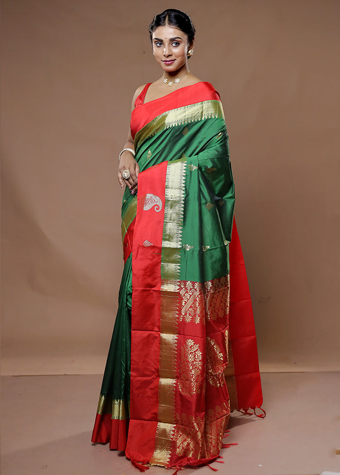 Cream Kanjivaram Silk Saree With Blouse Piece - Indian Silk House Agencies