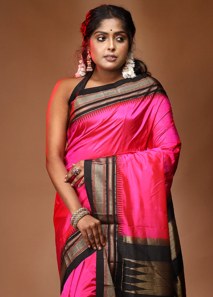 Pink Pure Kanjivaram Silk Saree With Blouse Piece - Indian Silk House Agencies