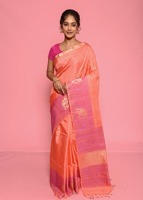 Rust Pure Arni Silk Saree With Blouse Piece - Indian Silk House Agencies