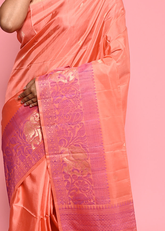 Rust Pure Arni Silk Saree With Blouse Piece - Indian Silk House Agencies